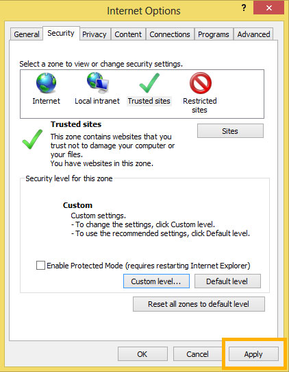 Signer tool / ActiveX and Trusted sites setting problem found